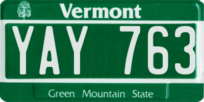 VT license plate YAY763