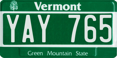 VT license plate YAY765