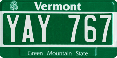 VT license plate YAY767