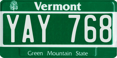 VT license plate YAY768