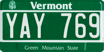 VT license plate YAY769