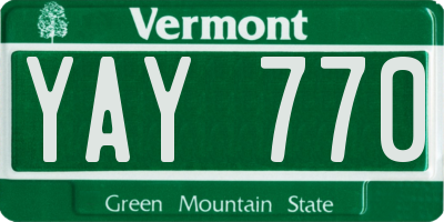 VT license plate YAY770