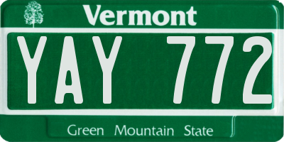 VT license plate YAY772