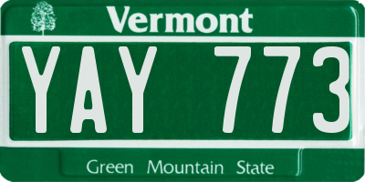 VT license plate YAY773