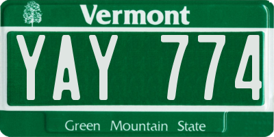 VT license plate YAY774