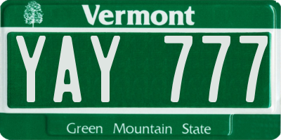 VT license plate YAY777