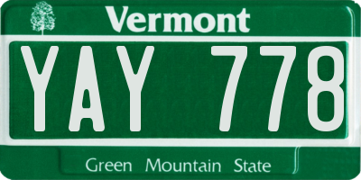 VT license plate YAY778