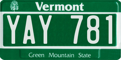 VT license plate YAY781
