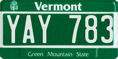 VT license plate YAY783