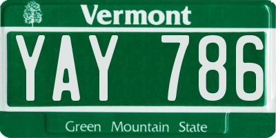 VT license plate YAY786