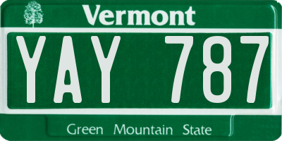 VT license plate YAY787