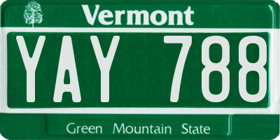 VT license plate YAY788