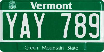 VT license plate YAY789
