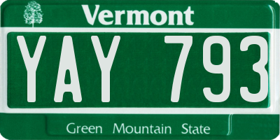 VT license plate YAY793