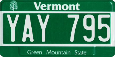 VT license plate YAY795