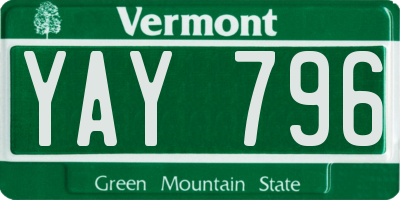 VT license plate YAY796