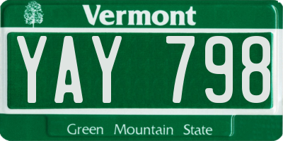 VT license plate YAY798