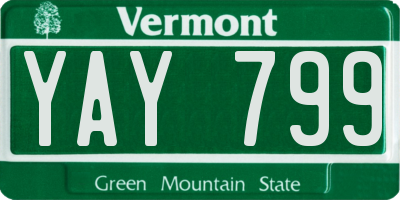 VT license plate YAY799