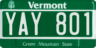VT license plate YAY801