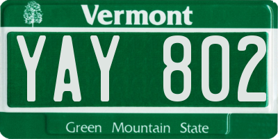 VT license plate YAY802