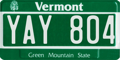 VT license plate YAY804