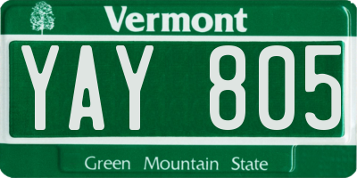 VT license plate YAY805