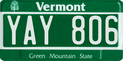 VT license plate YAY806