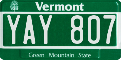 VT license plate YAY807