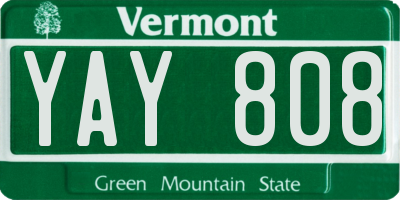 VT license plate YAY808