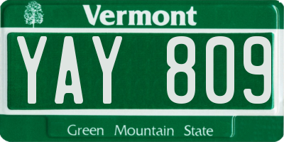 VT license plate YAY809