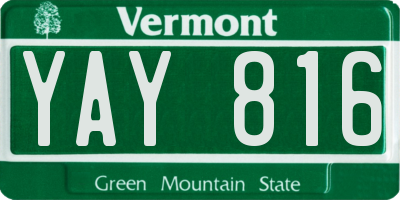 VT license plate YAY816