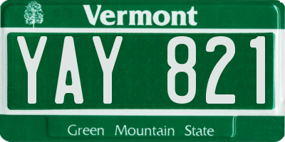 VT license plate YAY821