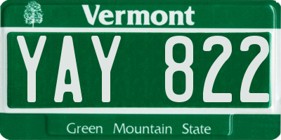 VT license plate YAY822