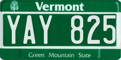 VT license plate YAY825