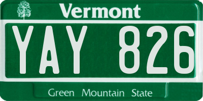 VT license plate YAY826