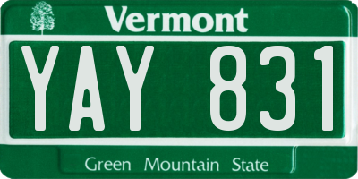 VT license plate YAY831