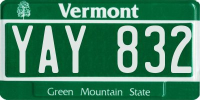 VT license plate YAY832