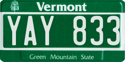 VT license plate YAY833