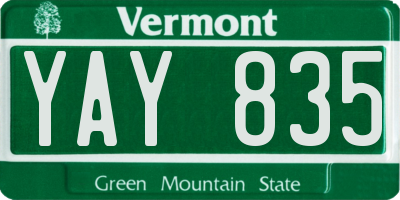 VT license plate YAY835