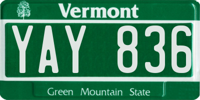 VT license plate YAY836