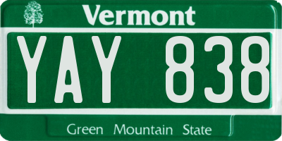 VT license plate YAY838
