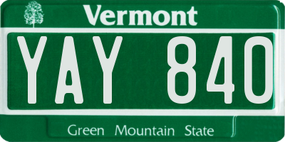 VT license plate YAY840