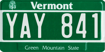 VT license plate YAY841