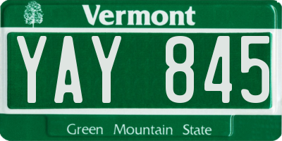 VT license plate YAY845