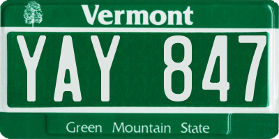 VT license plate YAY847