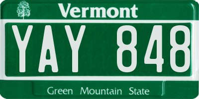 VT license plate YAY848