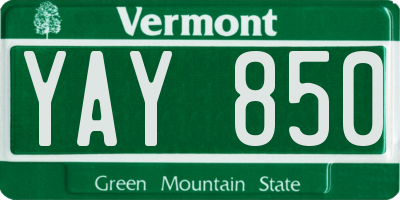 VT license plate YAY850