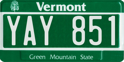 VT license plate YAY851