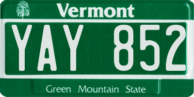 VT license plate YAY852