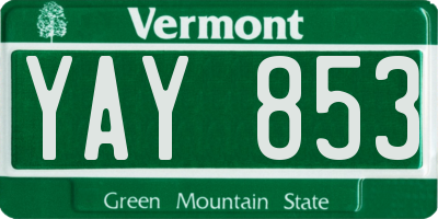 VT license plate YAY853